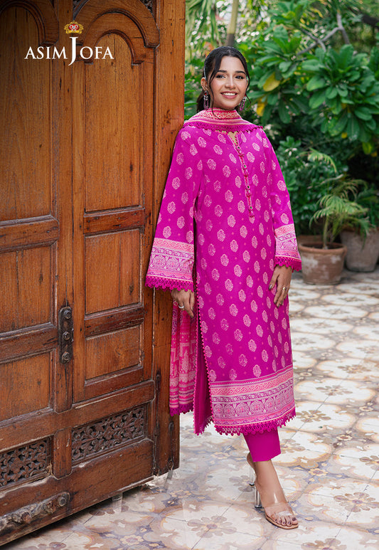 ASIM JOFA PRINTED LAWN (stitched ) pink