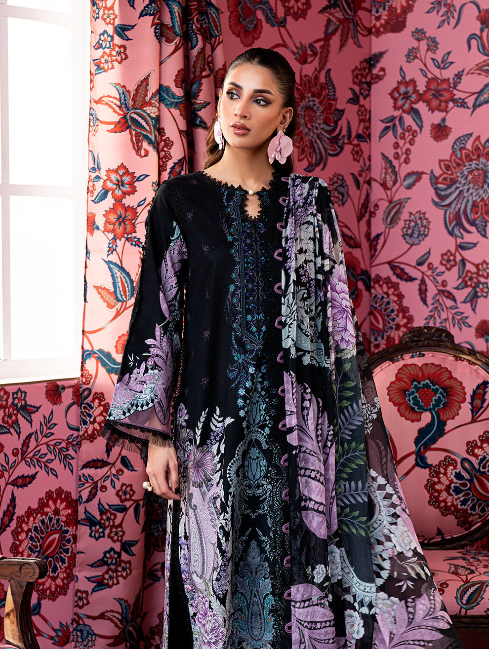 JADE URBANE CHIFFFON DUPPATA BLACK