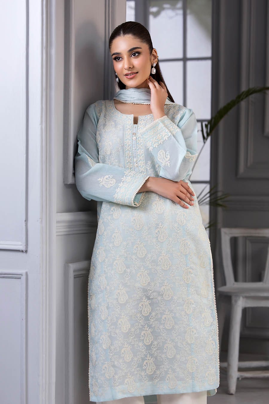 Khuda Baksh Powder Blue Lawn Suit