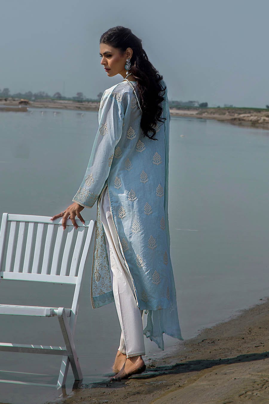 Khuda Baksh Powder Blue Lawn Suit