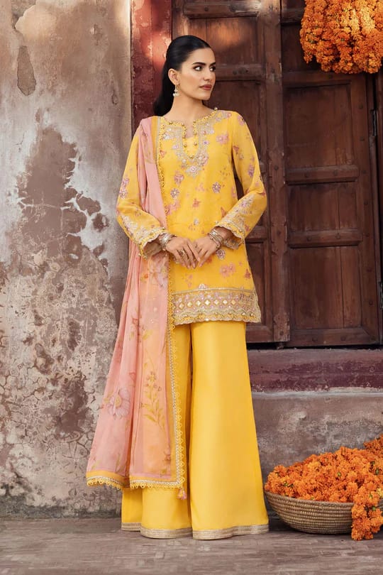 Maria.B Unstitched Embroidered Silk Cotton net suit Material