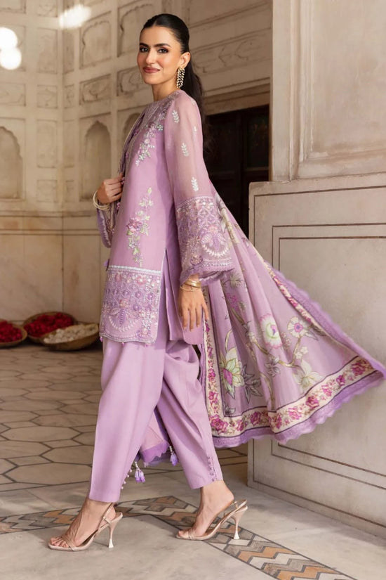 Maria.B Lilac Unstitched Embroidered Silk Cotton net suit Material