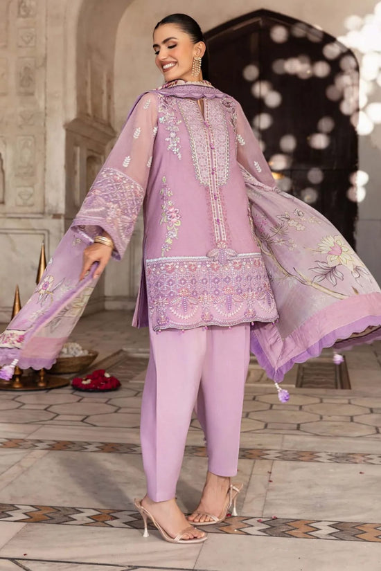 Maria.B Lilac Unstitched Embroidered Silk Cotton net suit Material