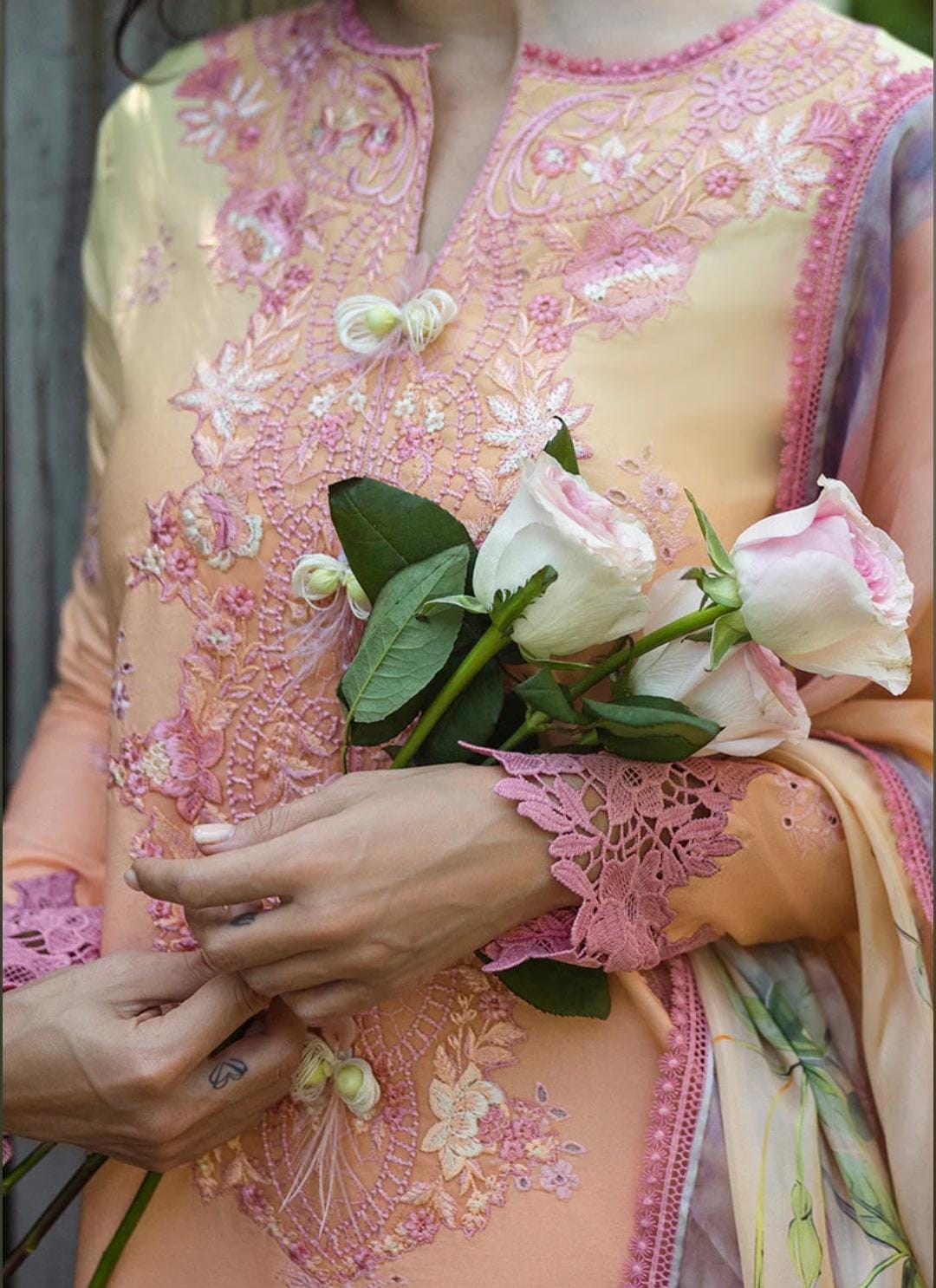 Mushq Ombre solace semistitched embroidered chikan lawn