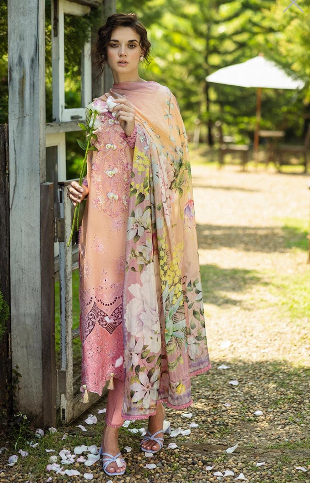 Mushq Ombre solace semistitched embroidered chikan lawn