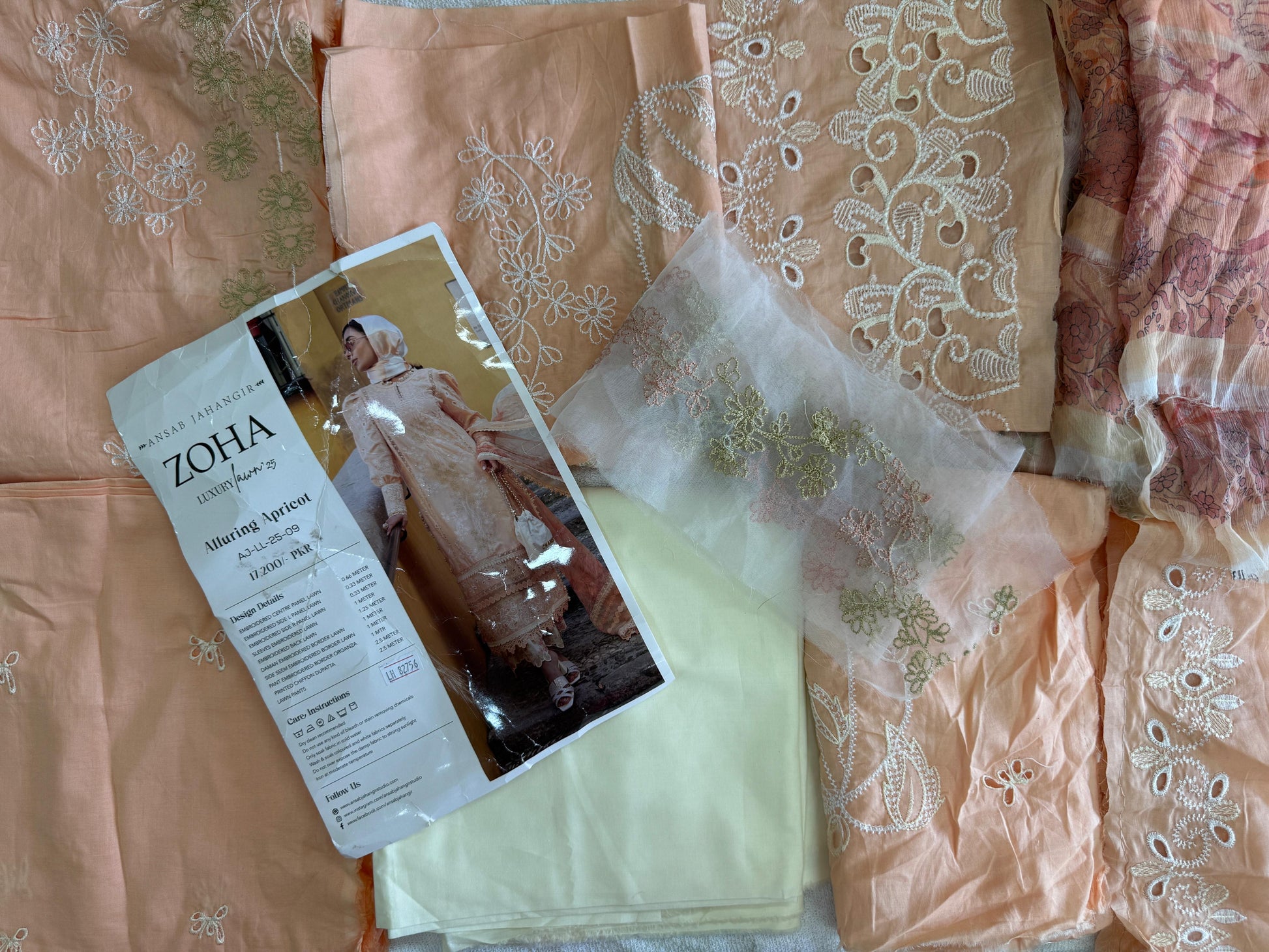 zoha by ansab jahangir alluring apricot unstitched