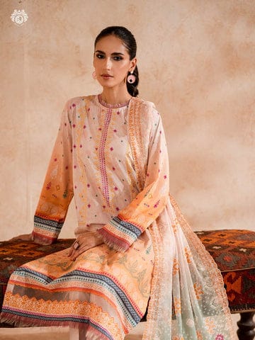 Mishaal Gulljee Stitched Lawn Suit peach