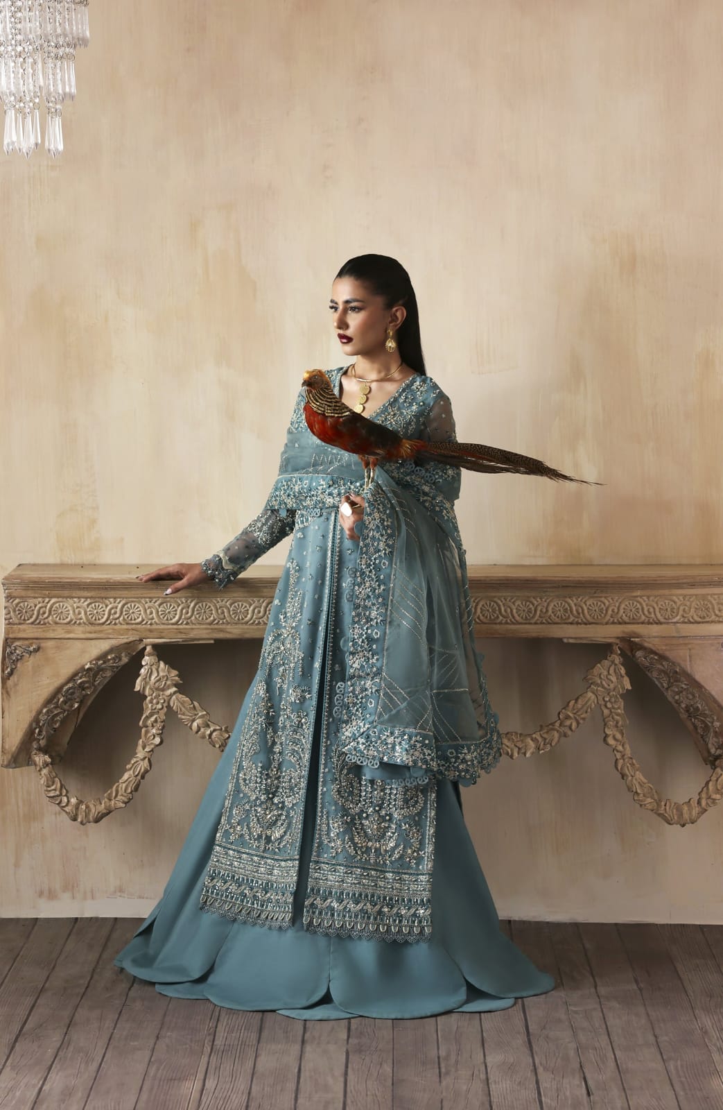 zarposh jahanara luxury bridal wear ice blue