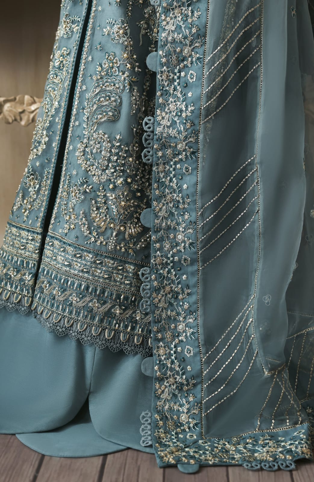 zarposh jahanara luxury bridal wear ice blue
