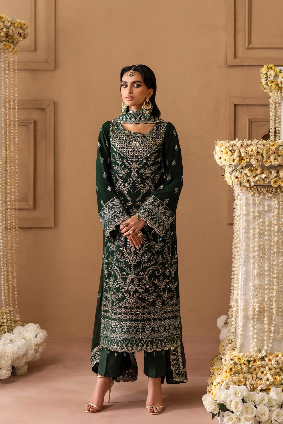 Emaan Adeel sheherzadi vania dark green luxury lawn