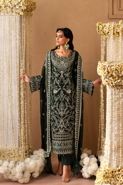 Emaan Adeel sheherzadi vania dark green luxury lawn
