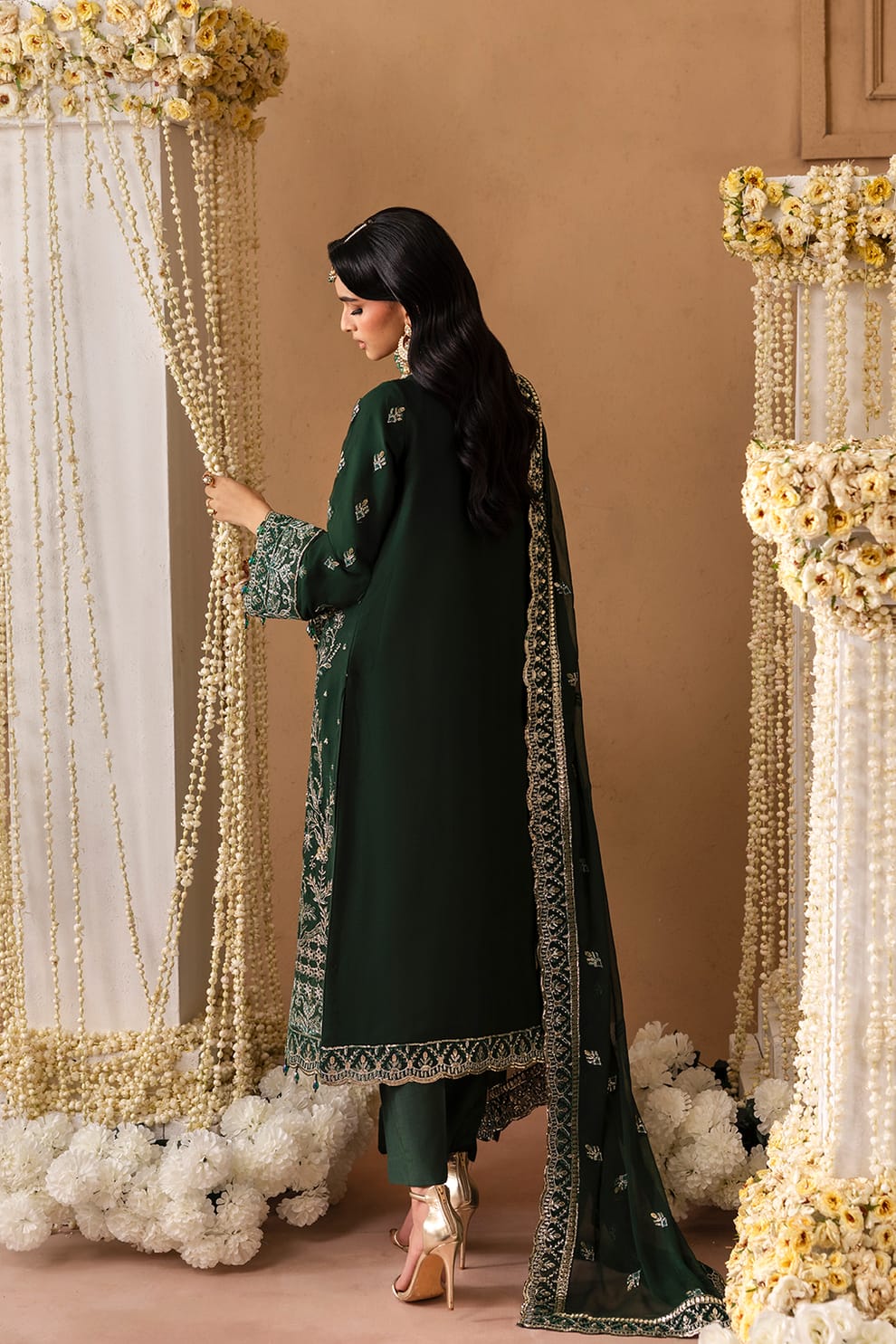 Emaan Adeel sheherzadi vania dark green luxury lawn