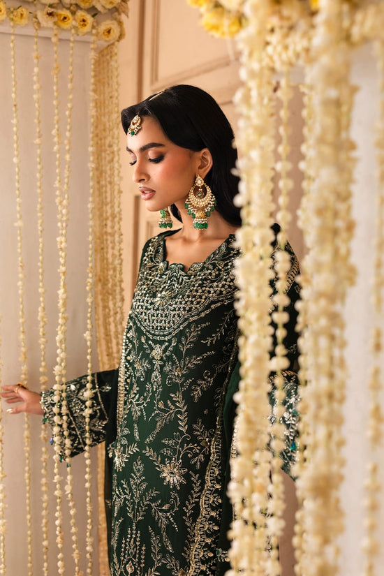 Emaan Adeel sheherzadi vania dark green luxury lawn