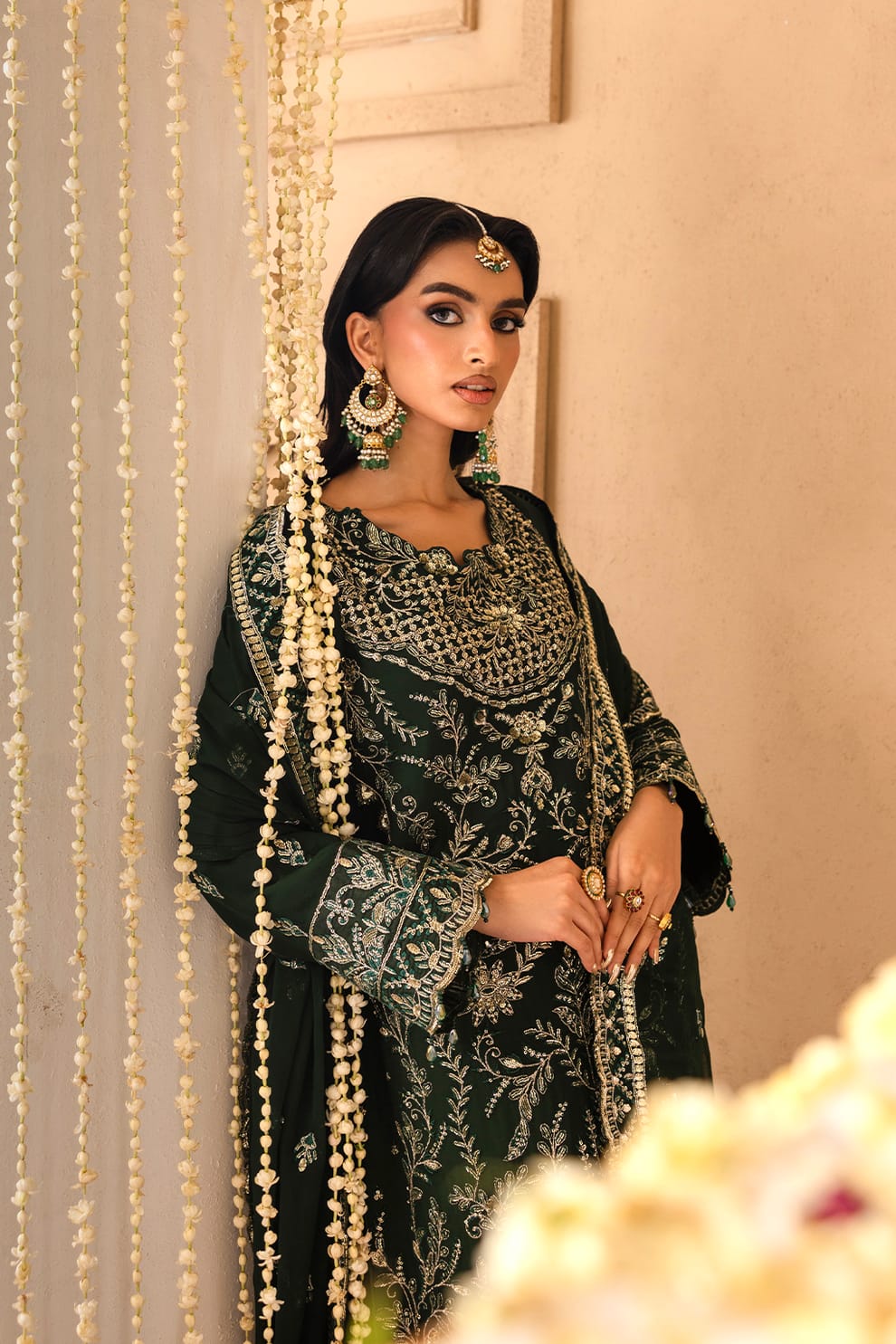 Emaan Adeel sheherzadi vania dark green luxury lawn